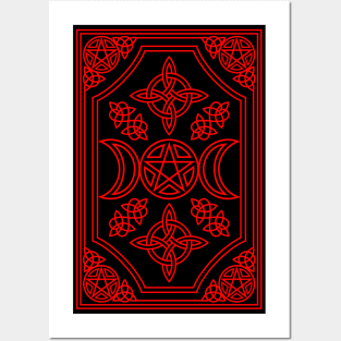 Triple Moon Goddess Tapestry in Red Posters and Art